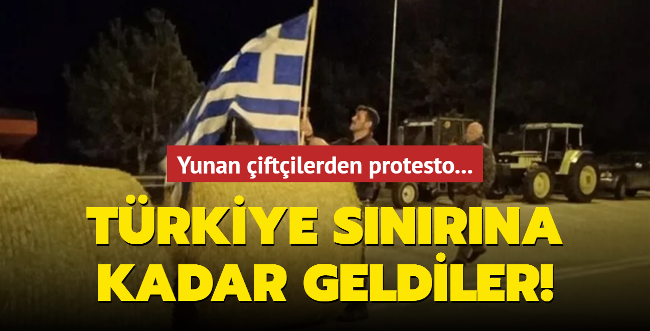 Yunan iftilerden protesto... Trkiye snrna kadar geldiler!