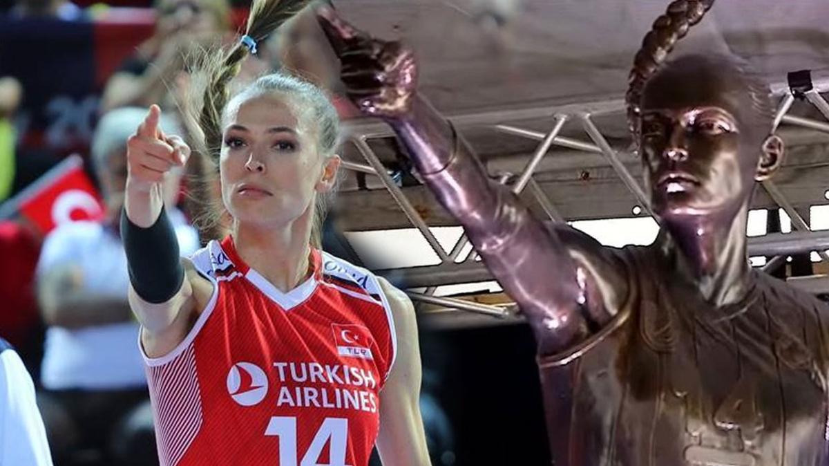 te A Milli Kadn Voleybol Takm Kaptan Eda Erdem'in heykeli | Eda Erdem heykeli nerede"