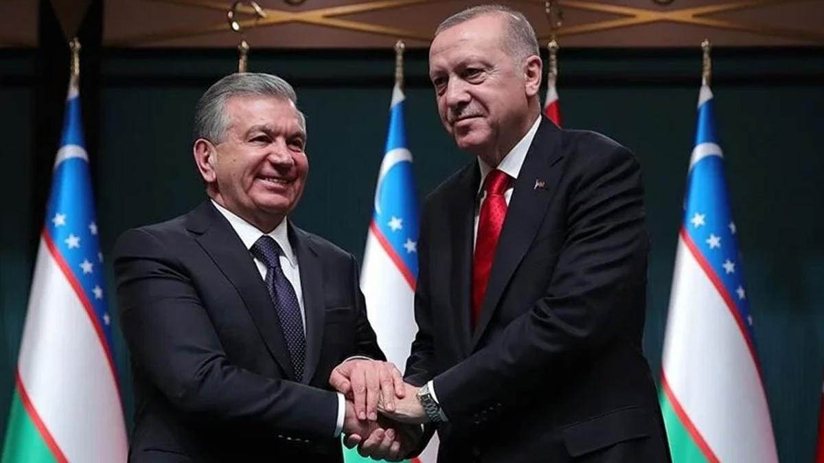 Bakan Erdoan, zbekistan Cumhurbakan Mirziyoyev ile grt 