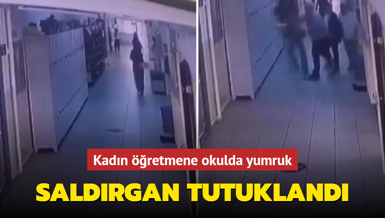 stanbul'da skandal grnt! Kadn retmene okulda yumruk