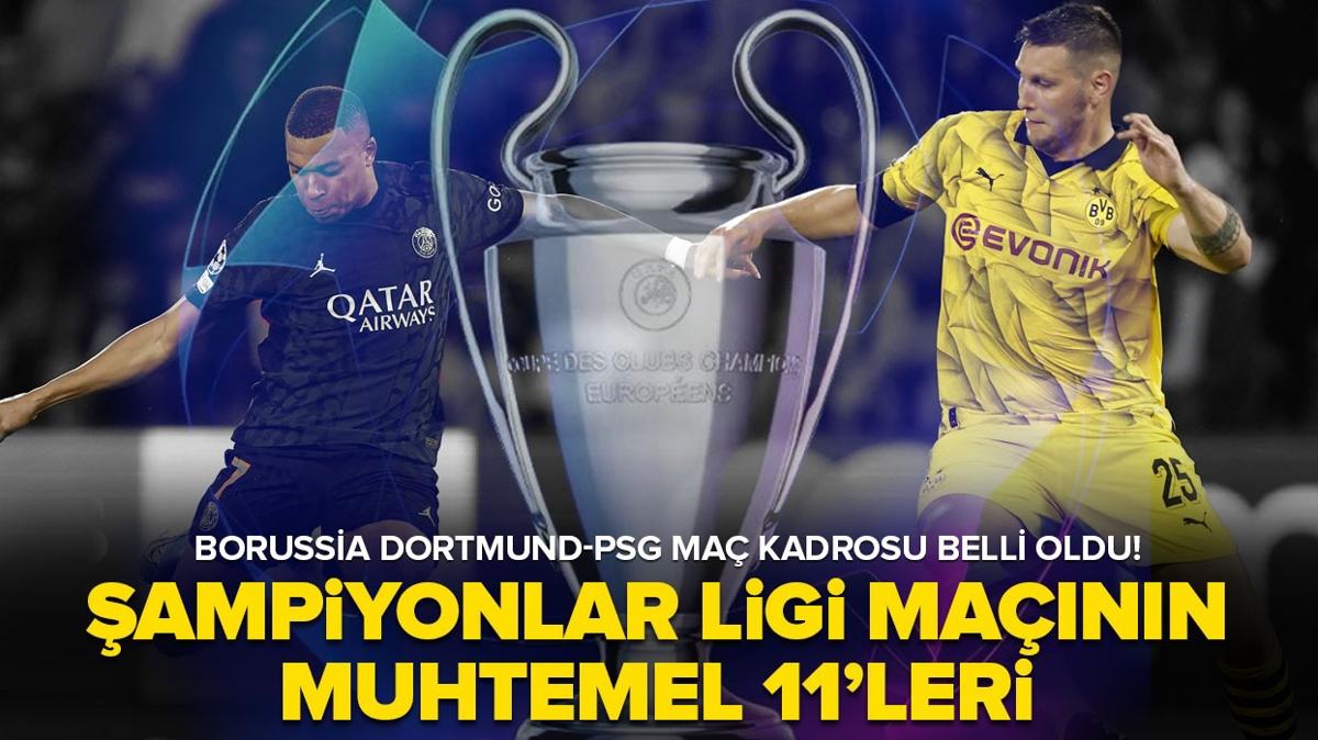 Borussia Dortmund-PSG ma kadrosu belli oldu! Borussia Dortmund-PSG mann muhtemel ilk 11'leri