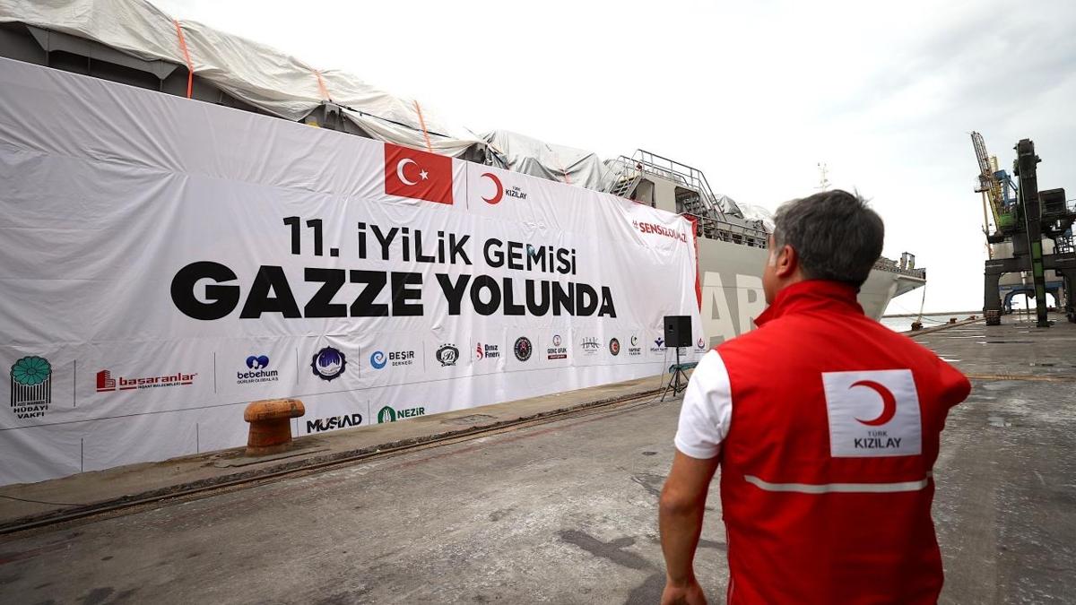 Trkiye'nin Filistinlilere destei her alanda sryor: Yardm gemisi Mersin'den Gazze'ye doru yola kt