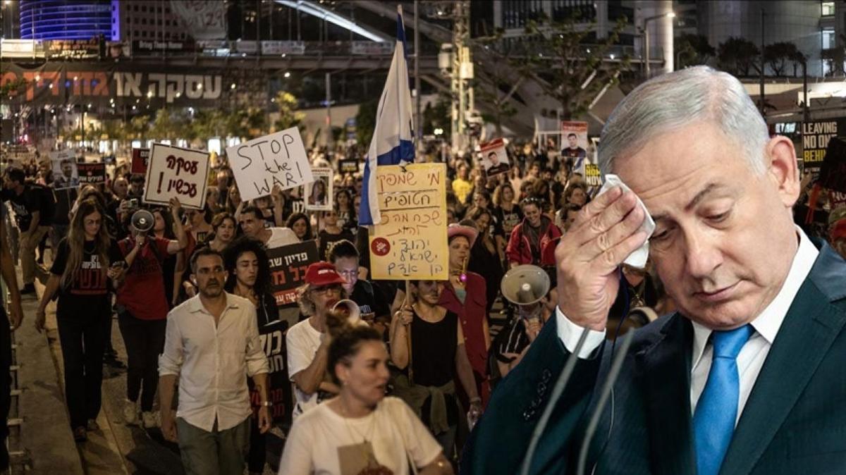 srailliler atekes iin sokaklara indi! Netanyahu zor duruma dt
