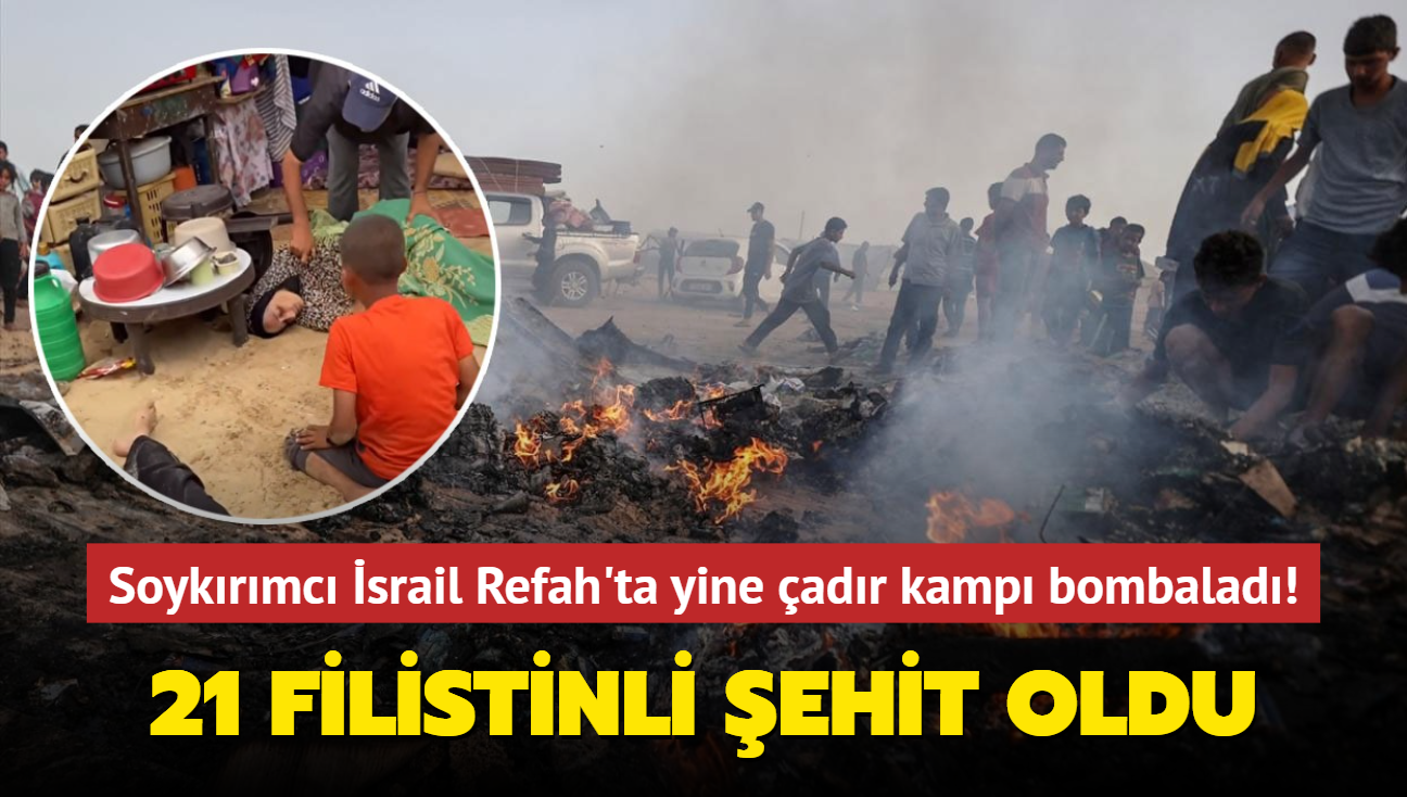 srail Refah'ta yine adr kamp bombalad! El-Mevasi'de 21 Filistinli ehit oldu