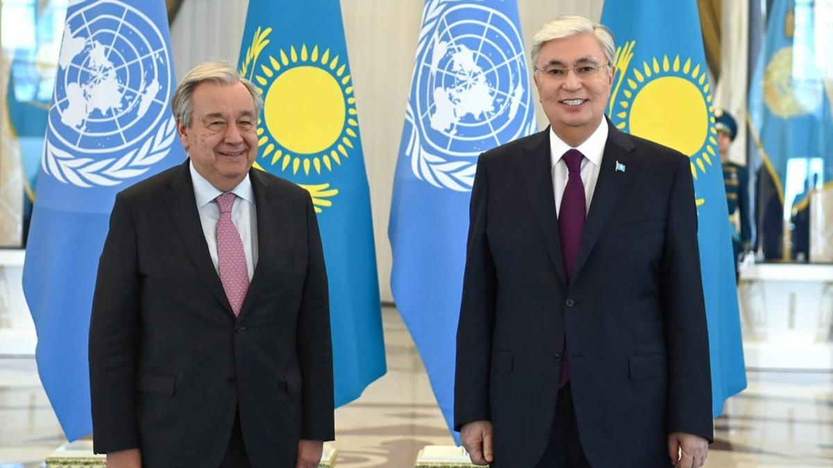 Kazakistan Cumhurbakan Tokayev, BM Genel Sekreteri Guterres ile grt