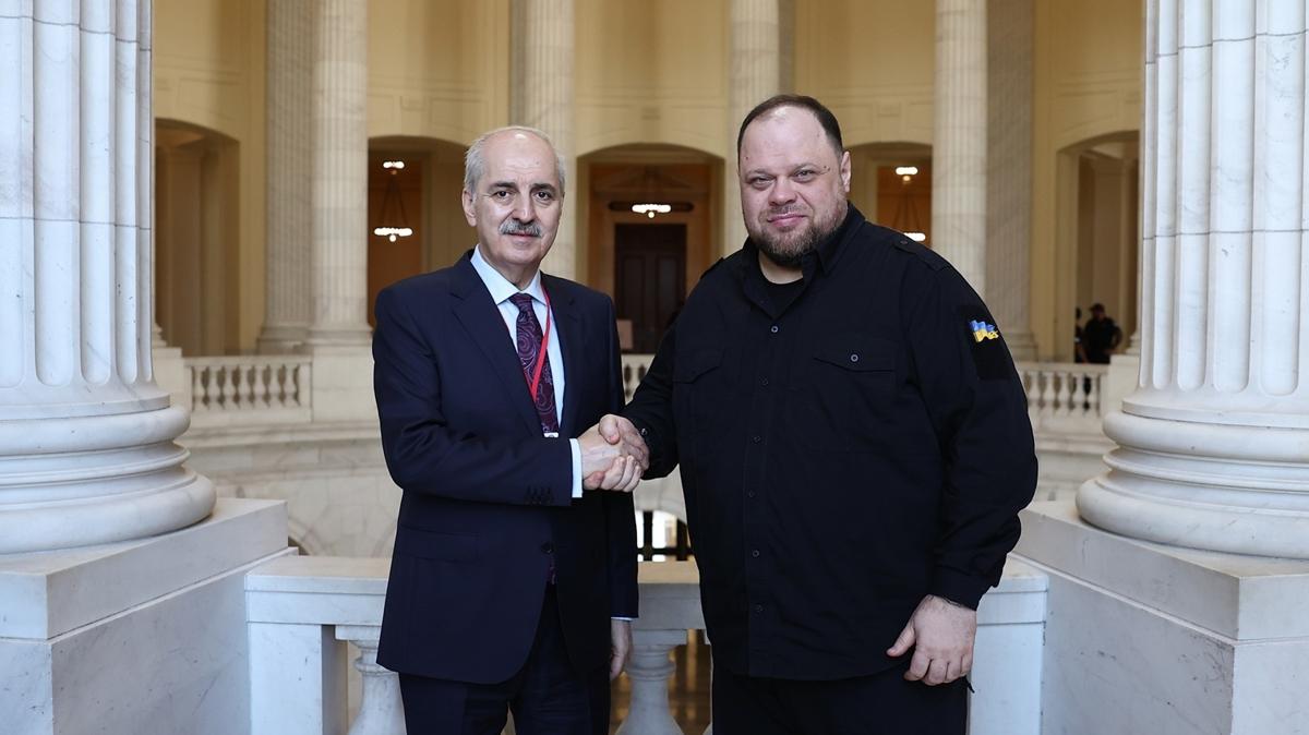 TBMM Bakan Kurtulmu, Ukrayna Meclis Bakan Stefanchuk ile bir araya geldi