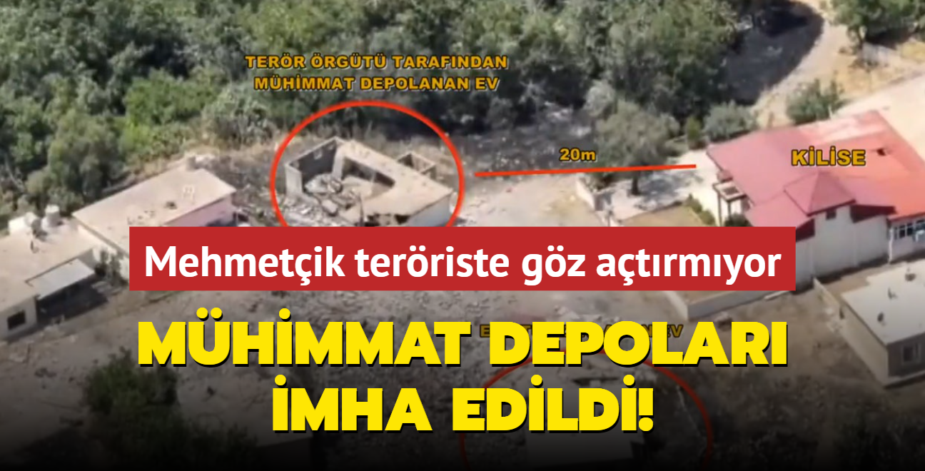 Mehmetik terriste gz atrmyor: Mhimmat depolar imha edildi!