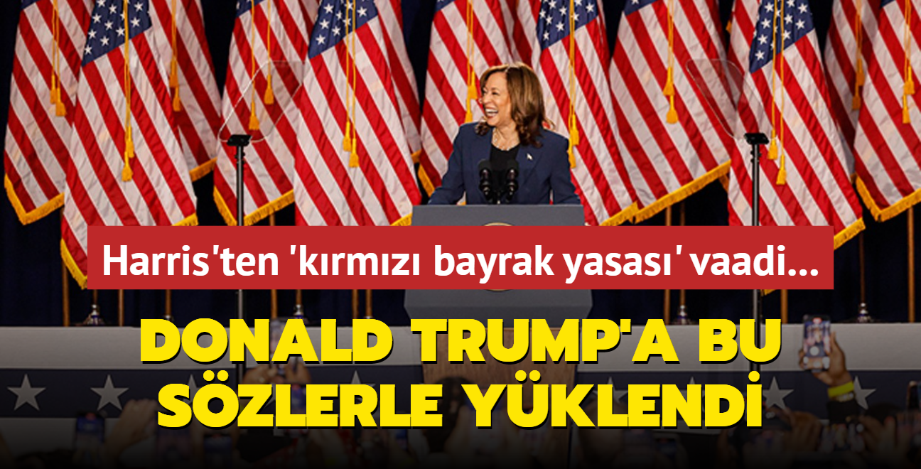 Kamala Harris'ten 'krmz bayrak yasas' vaadi... Donald Trump'a bu szlerle yklendi