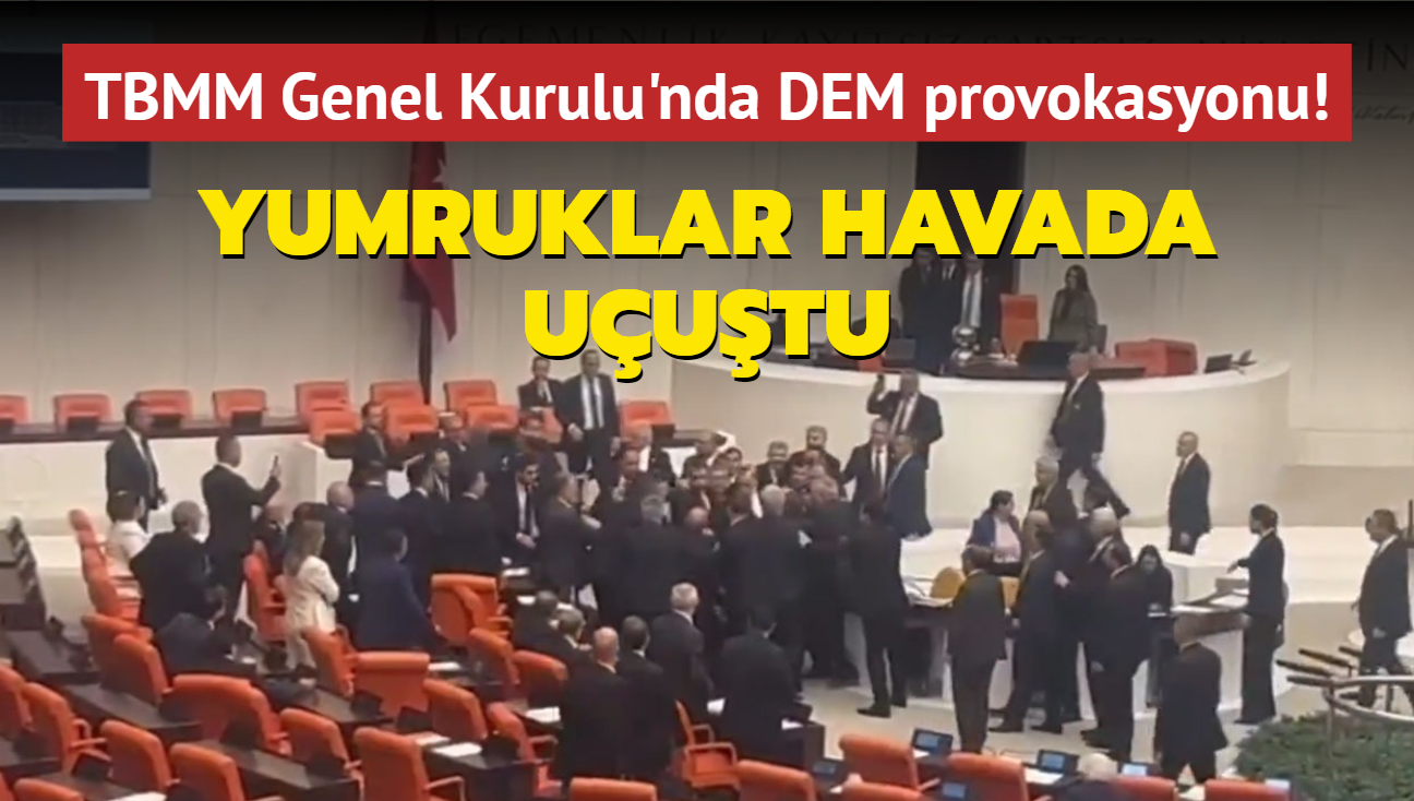 TBMM Genel Kurulu'nda DEM provokasyonu! Yumruklar havada uutu