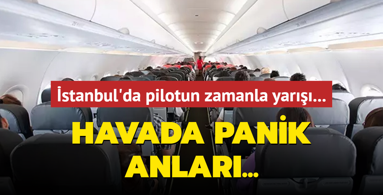 stanbul'da havada panik anlar... Pilot ve kule grevlileri zamanla yart