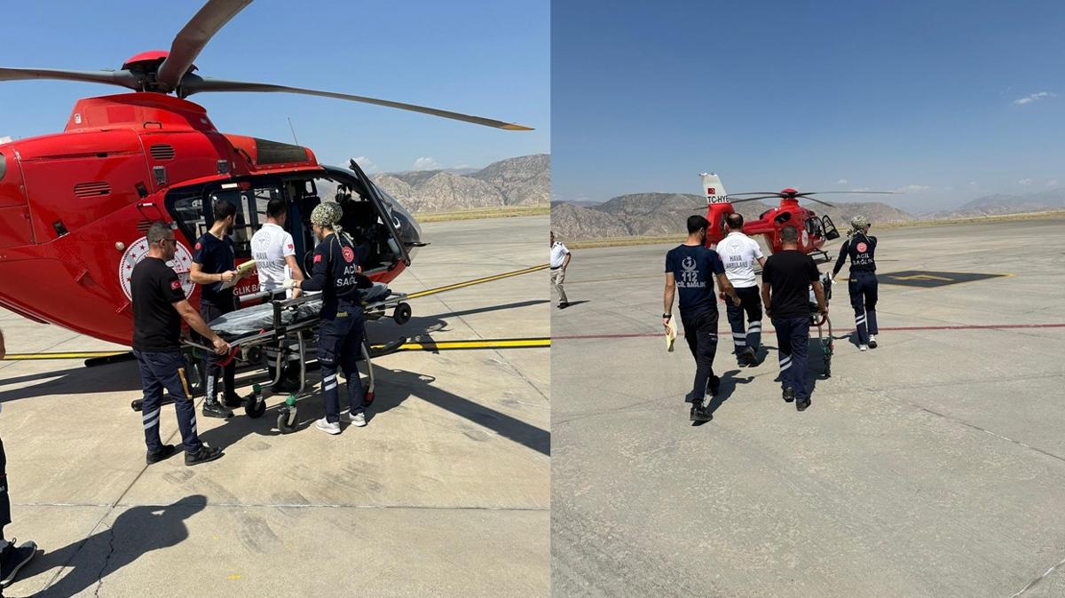  yandaki ocuun imdadna ambulans helikopter yetiti