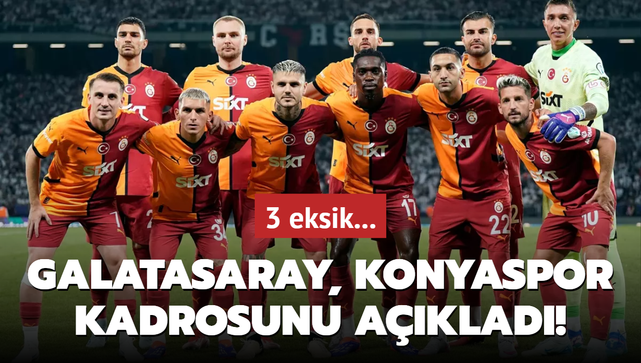 Galatasaray, Konyaspor kadrosunu aklad! 3 eksik...