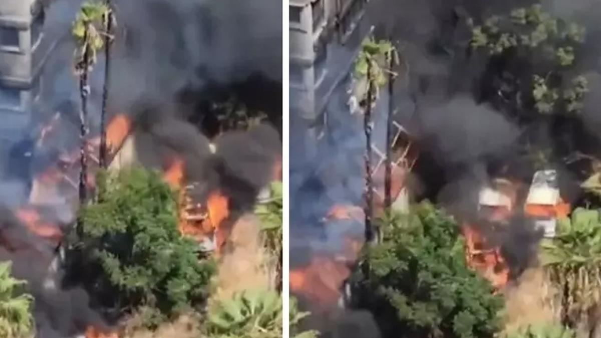 Tel Aviv yanyor! Alevler tehlikeli maddeler ieren bir depoya ulat