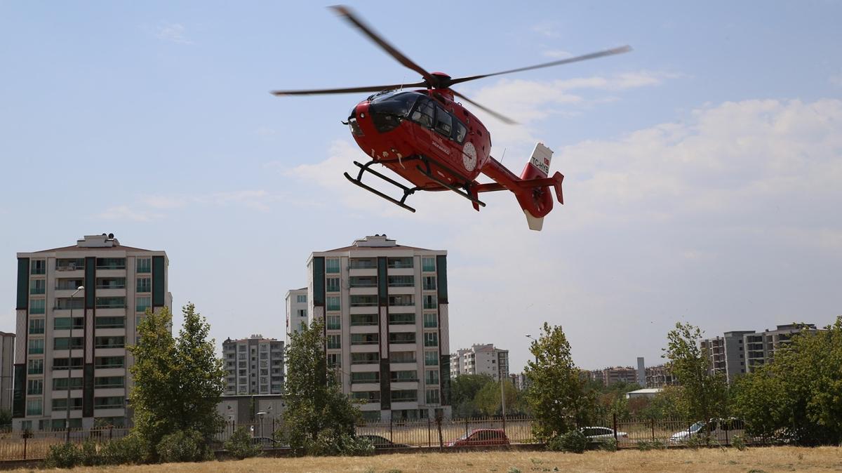 Yaral kadnn imdadna ambulans helikopter yetiti!