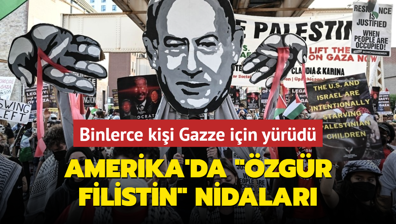 Amerika sokaklar 'zgr Filistin' nidalaryla inledi... Binlerce kii Gazze iin yrd