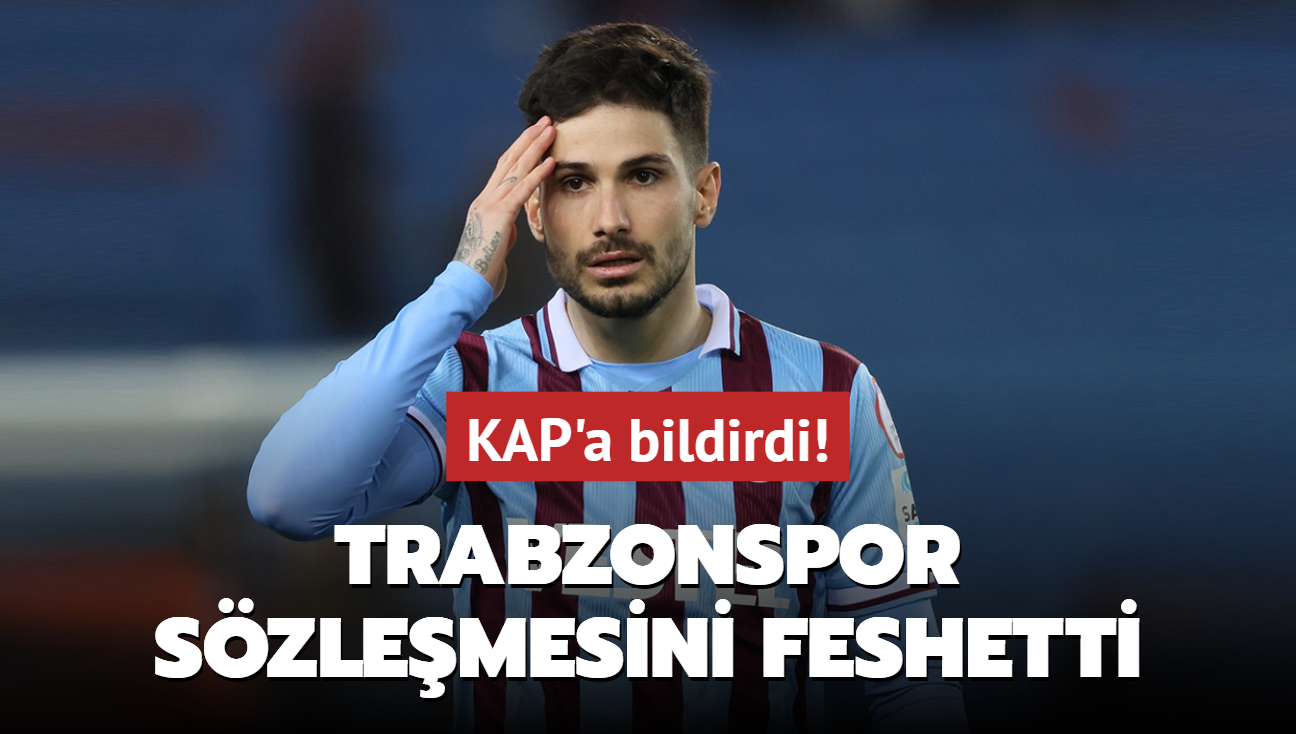 Trabzonspor szlemesini feshetti! KAP'a bildirdi