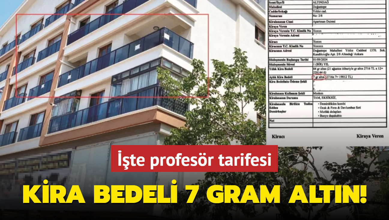 Kira bedeli 7 gram altn! Profesr tarifesi