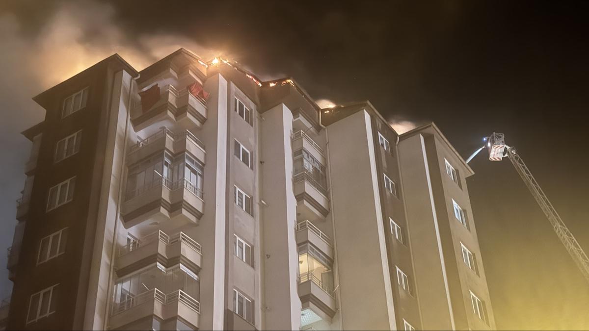 Kayseri'de 13 katl apartmanda korkutan yangn