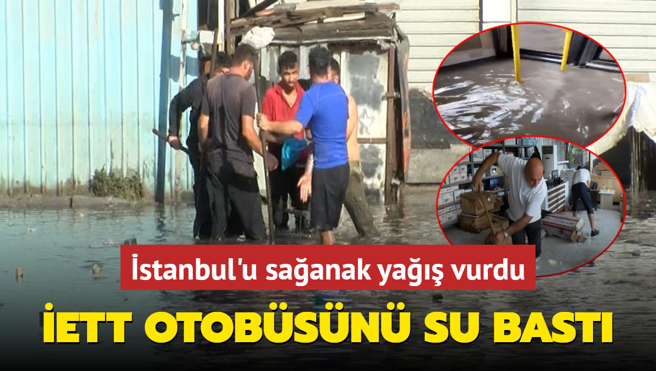 stanbul'u saanak ya vurdu: Yollar gle dnd! ETT otobsn su bast