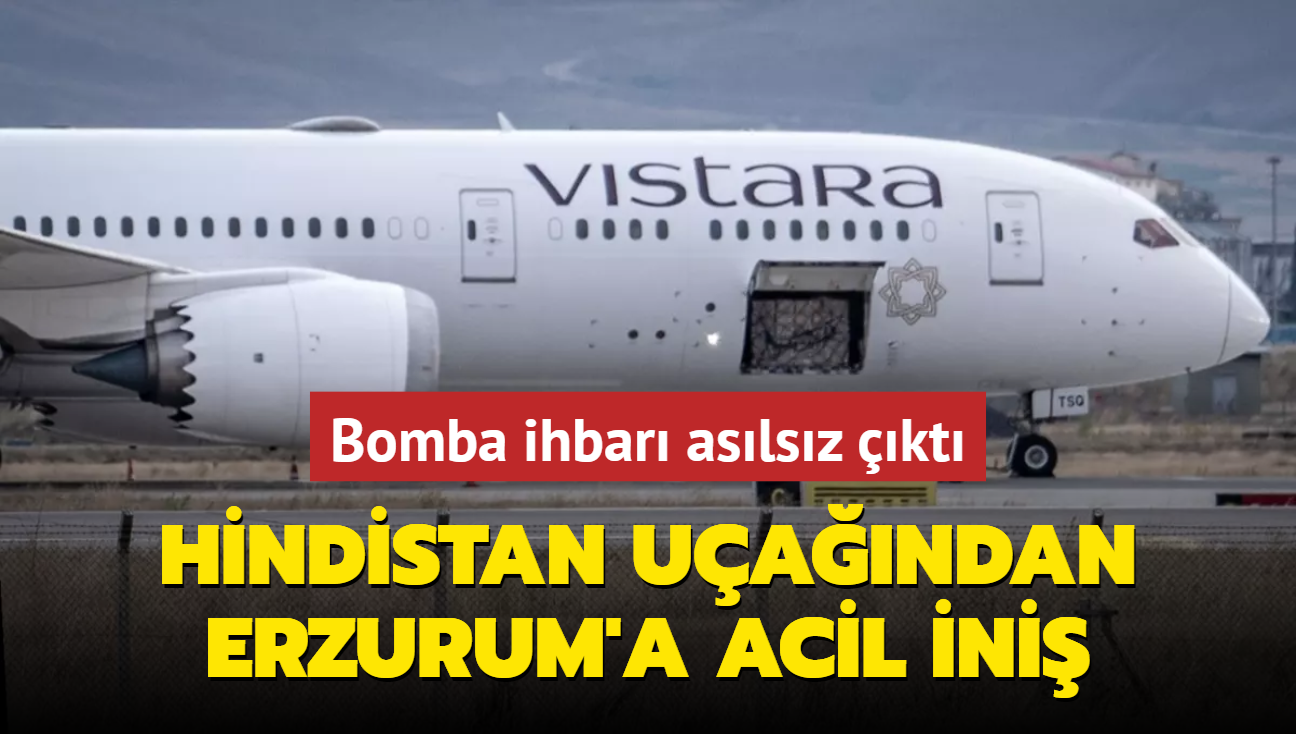 Hindistan'dan Almanya'ya giden uakta bomba ihbar! Erzurum'a acil ini yapt 