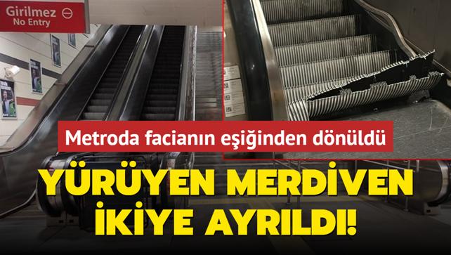 Metroda faciann eiinden dnld... Yryen merdiven ikiye ayrld!