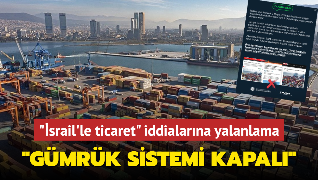 "srail'le ticaret" iddialarna yalanlama... "Gmrk sistemi kapal" 