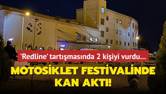 Motosiklet festivalinde kan akt! 'Redline' tartmasnda 2 kiiyi vurdu