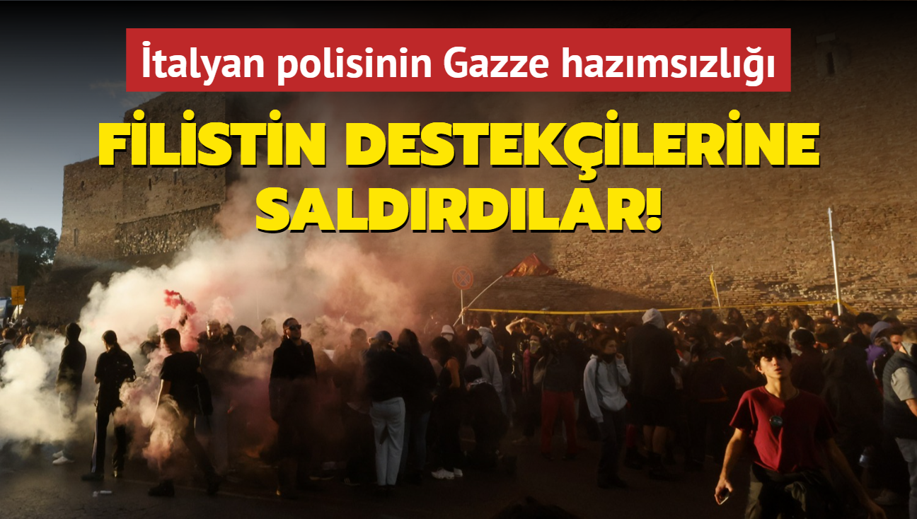 talyan polisinin Gazze hazmszl... Filistin destekilerine saldrdlar!