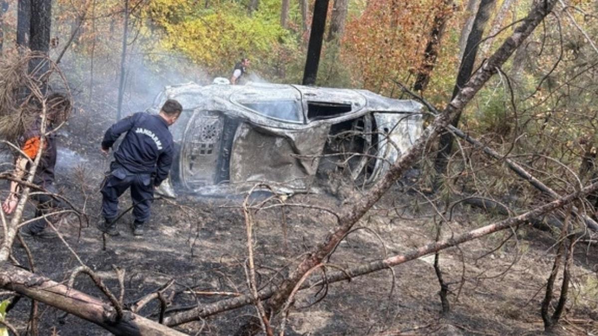 Bolu'da otomobil ormanlk alandaki arampole devrildi