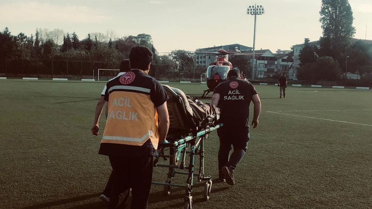 Samsun'da kalp krizi geiren hastann imdadna ambulans helikopter yetiti