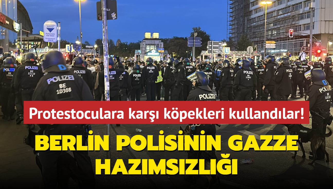 Berlin polisinin Gazze hazmszl... Protestoculara kar kpekleri kullandlar!