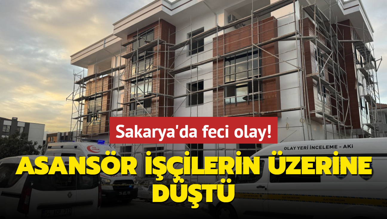 Sakarya'da feci olay! Asansr iilerin zerine dt