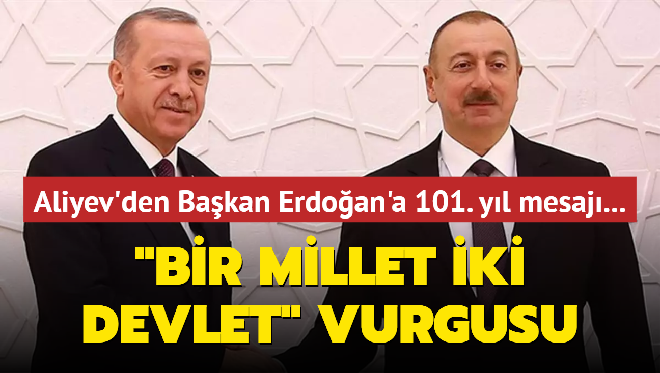 Aliyev'den Bakan Erdoan'a 101. yl mesaj: 'Bir Millet, ki Devlet' vurgusu 