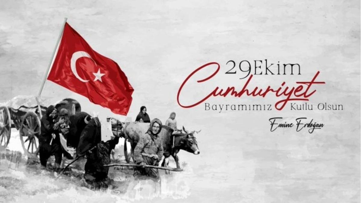 Emine Erdoan: Gl ve byk Trkiye Cumhuriyeti'nin 101'inci ya kutlu olsun