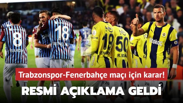 Resmi aklama geldi! Trabzonspor-Fenerbahe manda deplasman taraftar yok