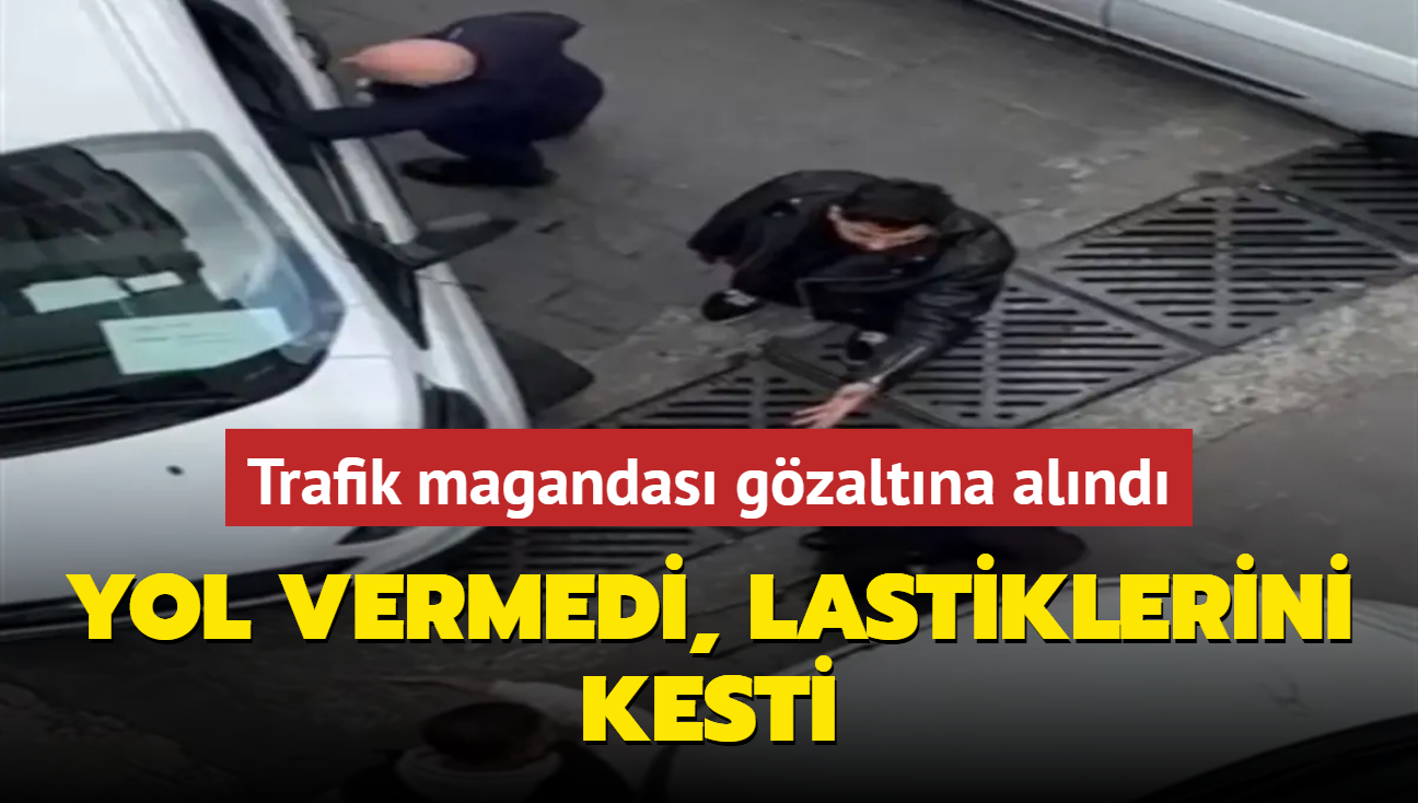 Trafikte tartt srcnn lastiklerini kesen maganda yakaland