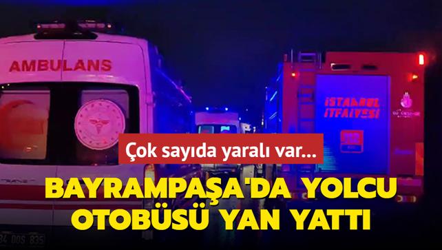 Bayrampaa'da yolcu otobs yan yatt: Yarallar var