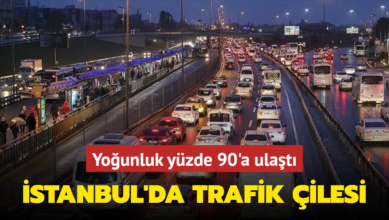 stanbul'da trafik ilesi! Younluk yzde 90'a ulat