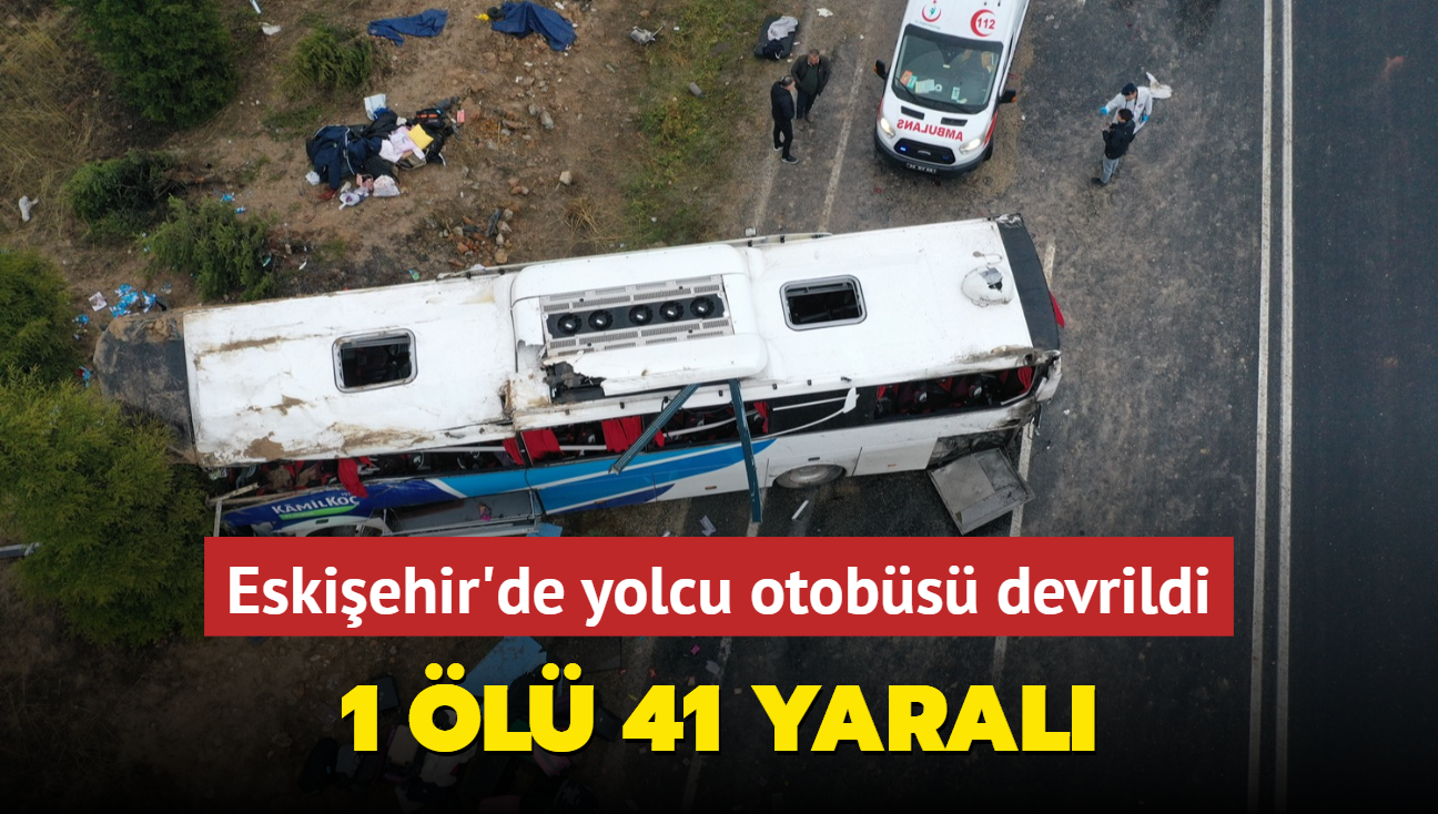 Eskiehir'de yolcu otobs devrildi: 1 l 41 yaral