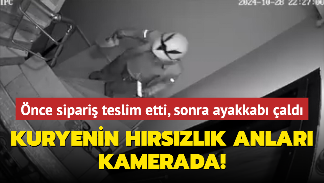 nce sipari teslim etti, sonra ayakkab ald... Kuryenin hrszlk anlar kamerada!