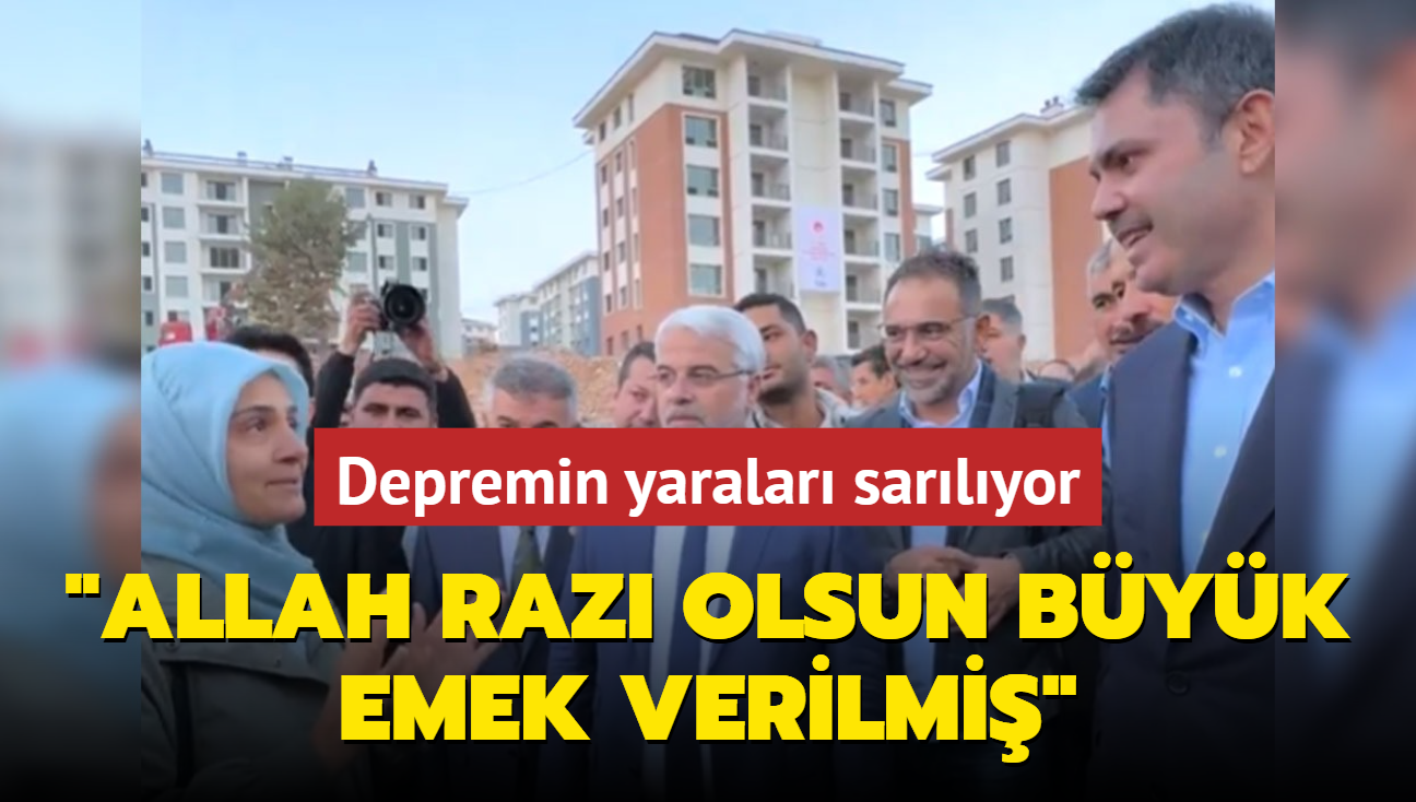 Bakan Kurum ile depremzede arasnda duygulandran diyalog... "Allah raz olsun, byk emek verilmi"