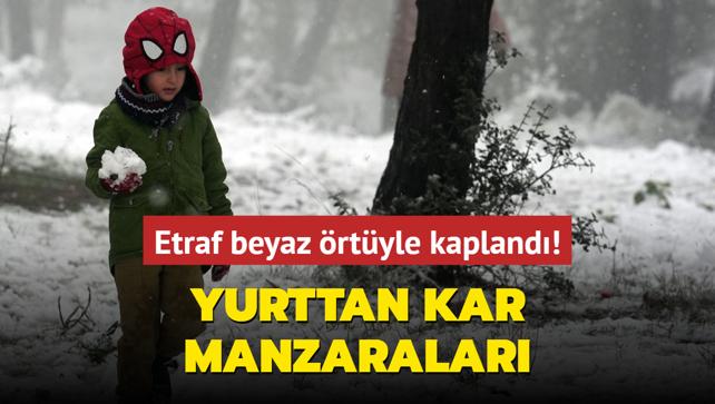 Yurttan kar manzaralar... Etraf beyaz rtyle kapland!