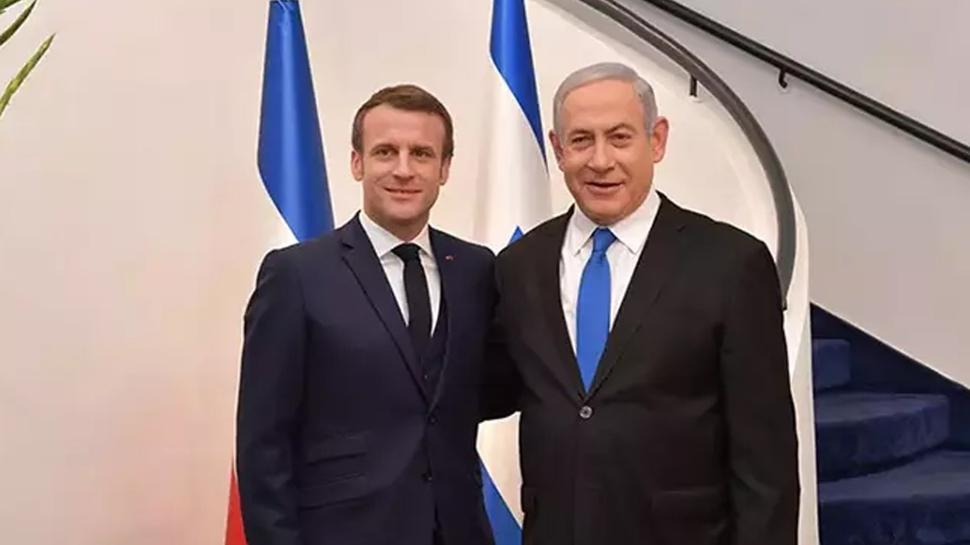 srail'de byk panik... Katil Netanyahu, Macron'dan yardm istedi