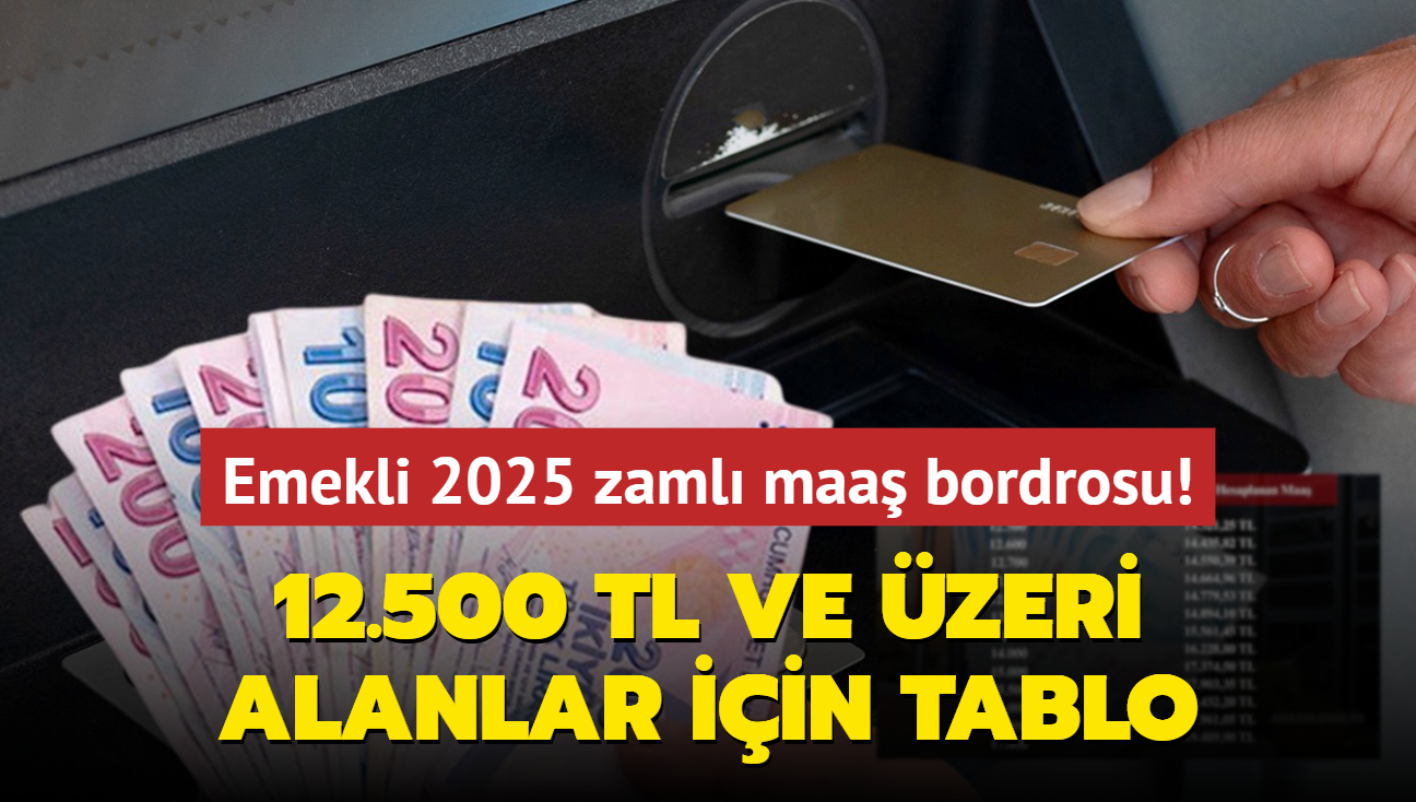 Emekli 2025 zaml maa bordrosu belli oldu! 12.500 TL ve zeri alanlar iin tablo