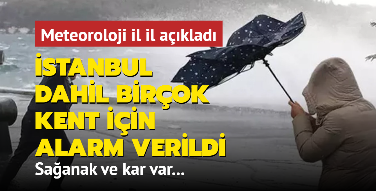 stanbul dahil birok kent iin alarm verildi: Saanak ve kar var! Meteoroloji il il aklad... 