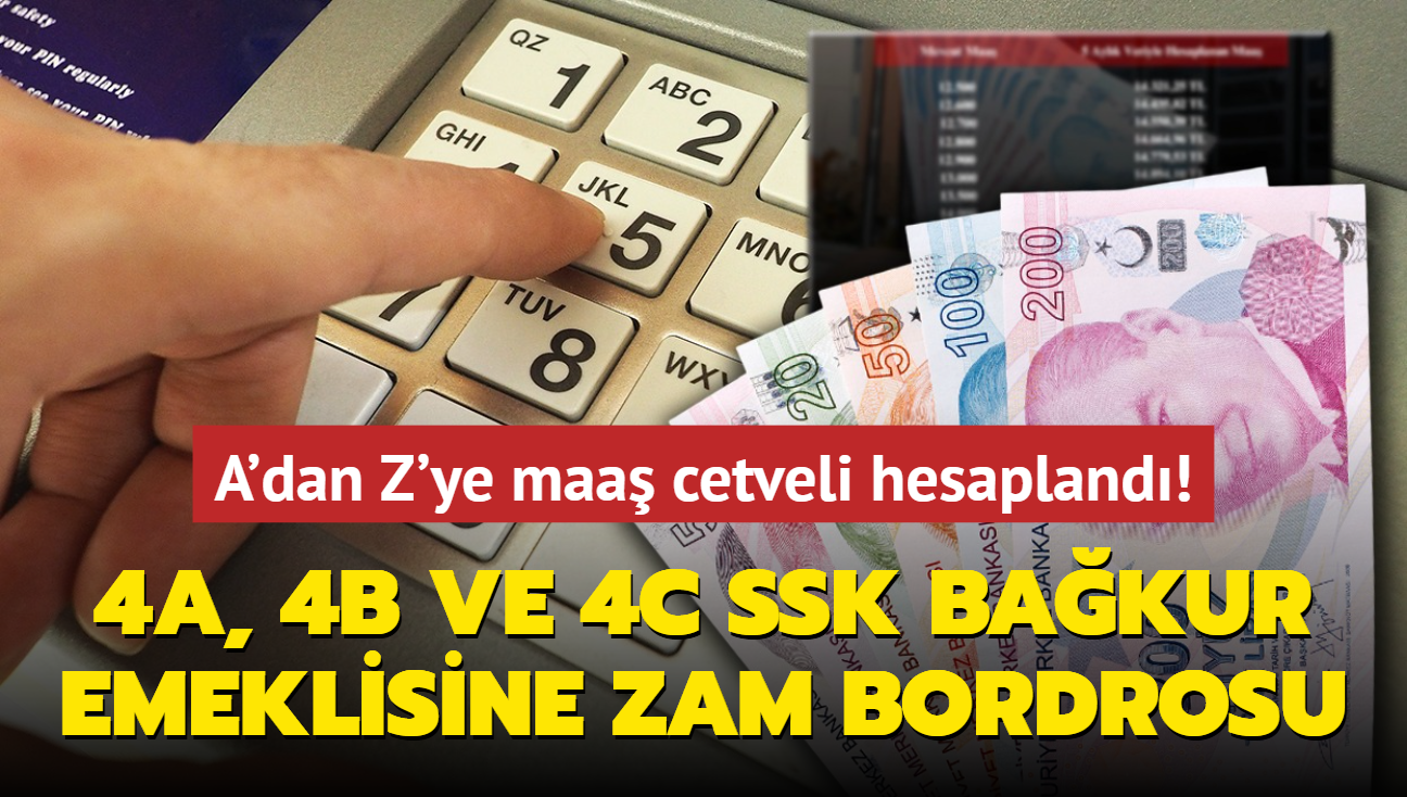 4A, 4B ve 4C SSK BAKUR emeklisine zam bordrosu! A'dan Z'ye maa cetveli hesapland