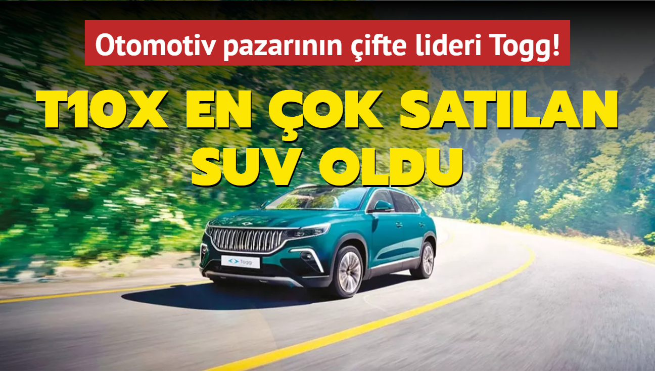 Otomotiv pazarnn ifte lideri Togg! T10x en ok satlan SUV oldu