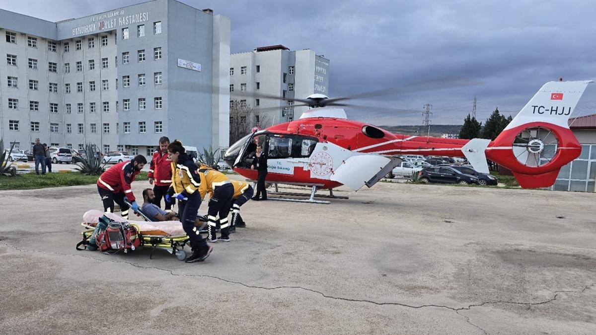 Kalp krizi geiren hastann imdadna ambulans helikopter yetiti