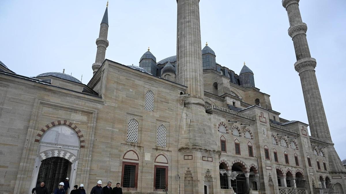 Selimiye Camisi'nde restorasyon almalar sryor