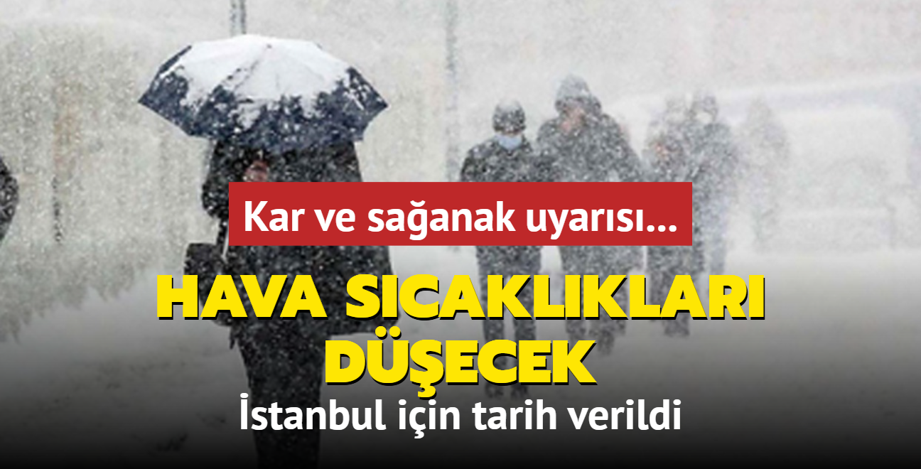 Kar ve saanak uyars... Hava scaklklar decek: stanbul iin tarih verildi